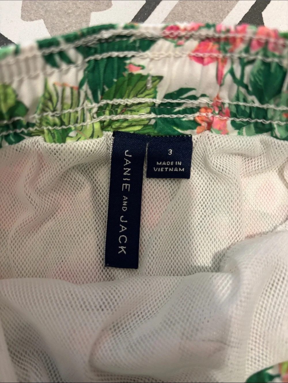 Janie & Jack- Tropical Floral Swim Trunks - Green/Pink